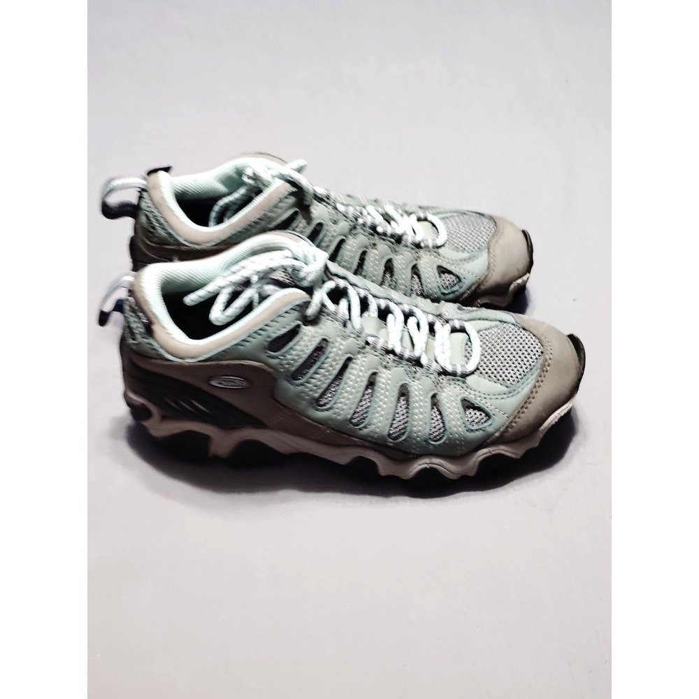 Oboz Sawtooth II Low Trail Hiking Shoes Women 7 Gray Green Leather Mesh Athletic